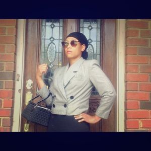 2 pc suit, black and white, Kasper for A.S.L.